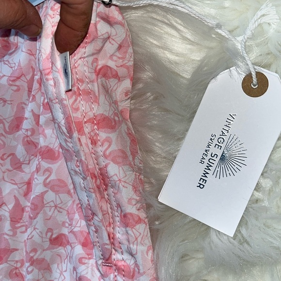 🆕 Men’s Vintage Summer Swim Trunks Pink Flamingos Swimwear Quick Dry Size L - Picture 6 of 10